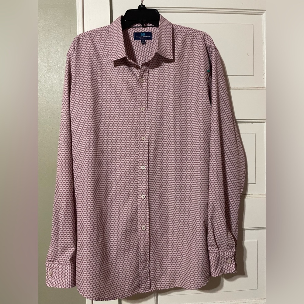 Michael Brandon Pink Geometric Casual Shirt